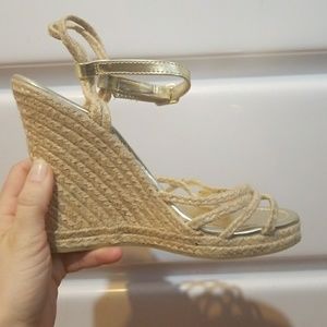 Gold wedges size 5.5 espadrilles